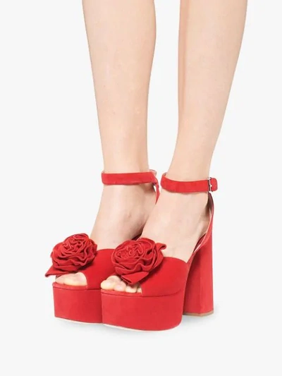 Miu Miu Sandalen Mit Rosenapplikationen In Red