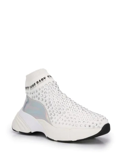 Shop Pinko Embellished Sock Sneakers In White