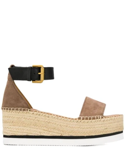 Shop See By Chloé Wedge Sandals In Neutrals