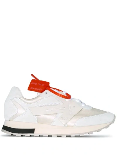 Shop Off-white White Hg Runner Leather And Suede Low-top Sneakers