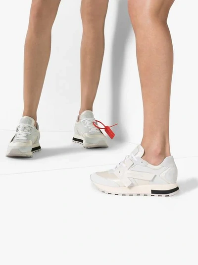 Shop Off-white White Hg Runner Leather And Suede Low-top Sneakers