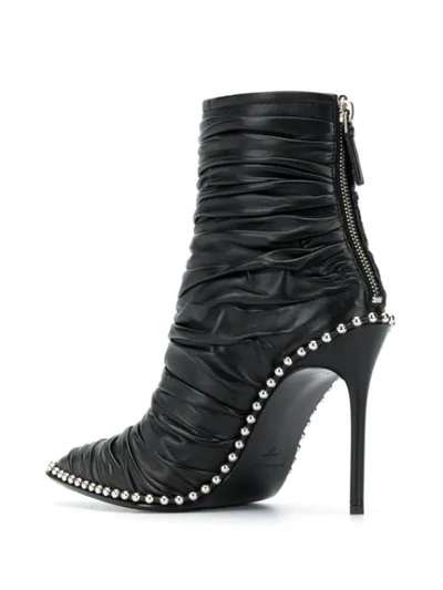 ALEXANDER WANG PLISSÉE STUDDED BOOTS - 黑色