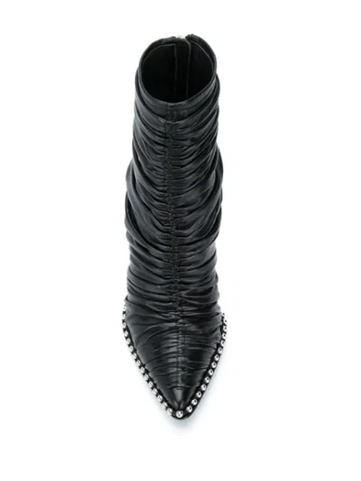 ALEXANDER WANG PLISSÉE STUDDED BOOTS - 黑色