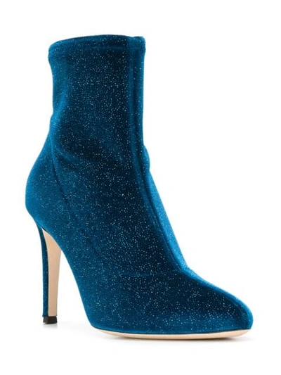 Shop Giuseppe Zanotti Velvet Ankle Boots In Blue