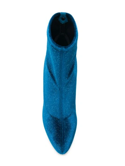 Shop Giuseppe Zanotti Velvet Ankle Boots In Blue