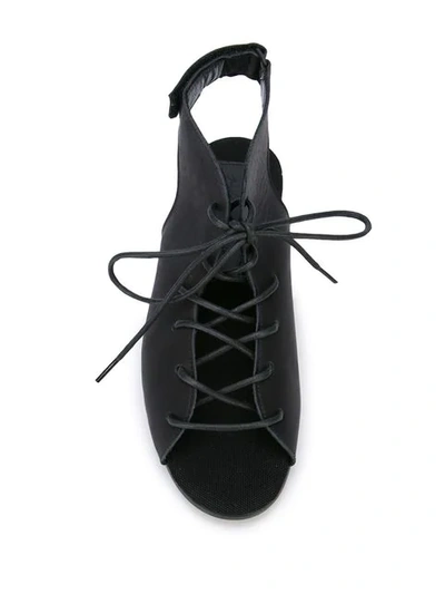 Shop Yohji Yamamoto Lace-up Slingback Sandals In Black
