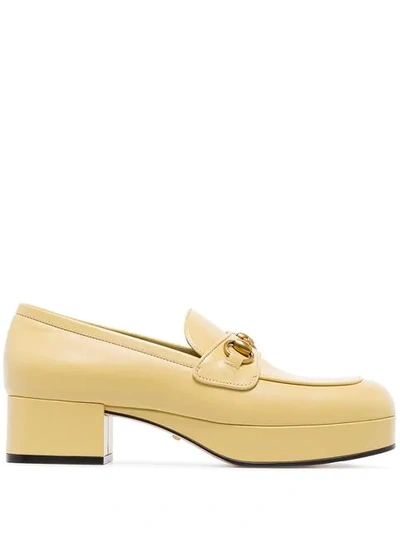 Shop Gucci Horsebit Detail Platform Loafers In Yellow
