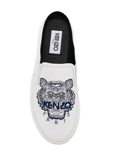 Shop Kenzo Tiger Slip-on Sneakers In White