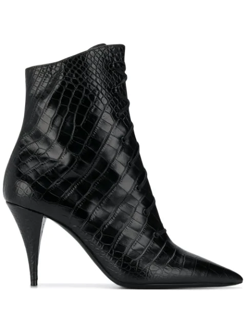 crocodile lace up boots