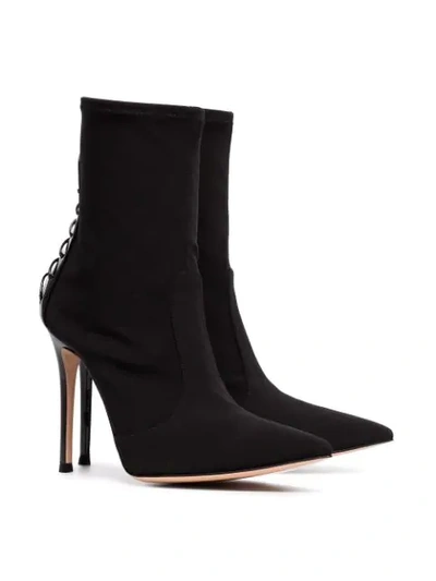 Shop Gianvito Rossi Black 105 Lace Up Leather And Neoprene Boots