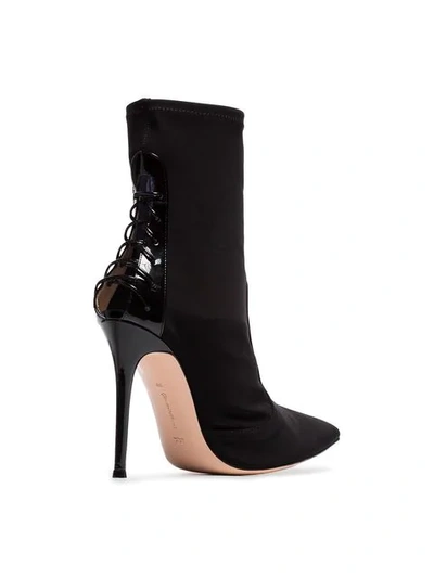 Shop Gianvito Rossi Black 105 Lace Up Leather And Neoprene Boots