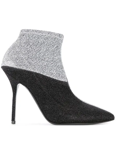 Shop Pierre Hardy Metallic Ankle Boots In Silver-black