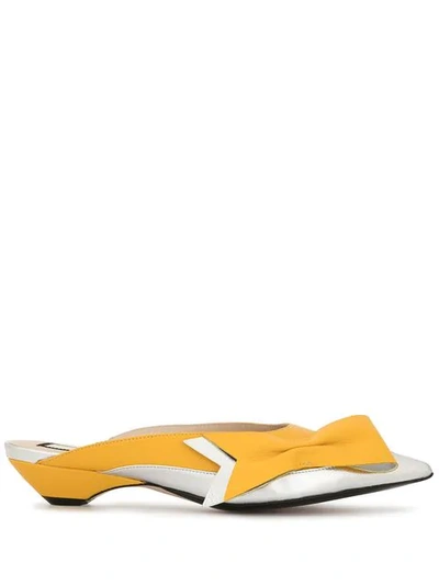 Shop N°21 Bow Detail Mules In Yellow