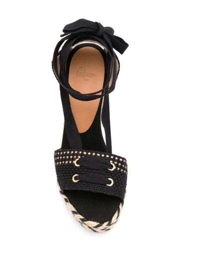 Shop Castaã±er High Wedge Heel Sandals In Black
