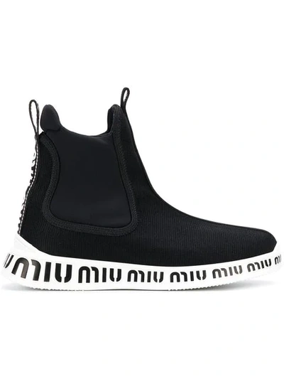 Shop Miu Miu Ankle Sock Sneakers In Black