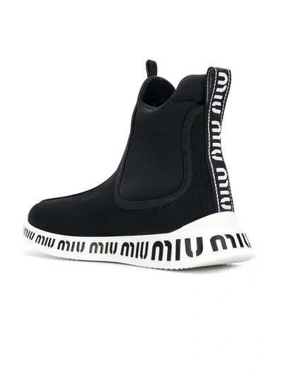 Shop Miu Miu Ankle Sock Sneakers In Black