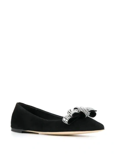 Shop Giuseppe Zanotti Karolina Crystal Pointed Flats In Black