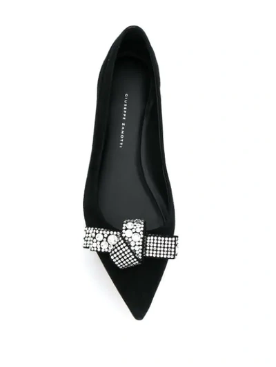 GIUSEPPE ZANOTTI KAROLINA CRYSTAL POINTED FLATS - 黑色