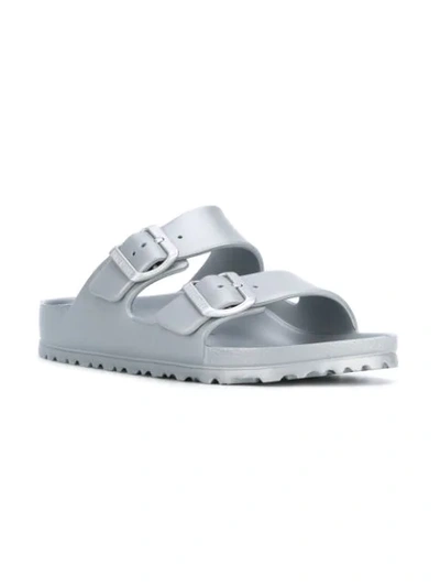 Shop Birkenstock Arizona Buckled Sandals In Grey