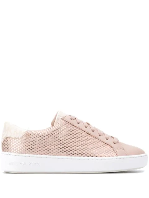 michael kors white and rose gold sneakers