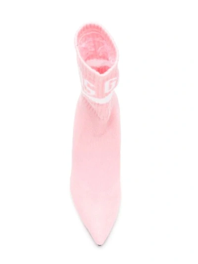 Shop Gcds Logo Sock Boots - Pink