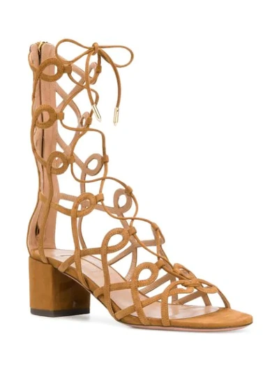 Shop Aquazzura Mumbai Sandals In Brown