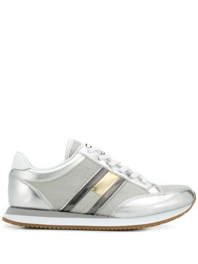 Shop Tommy Hilfiger Metallic Panel Sneakers In Grey