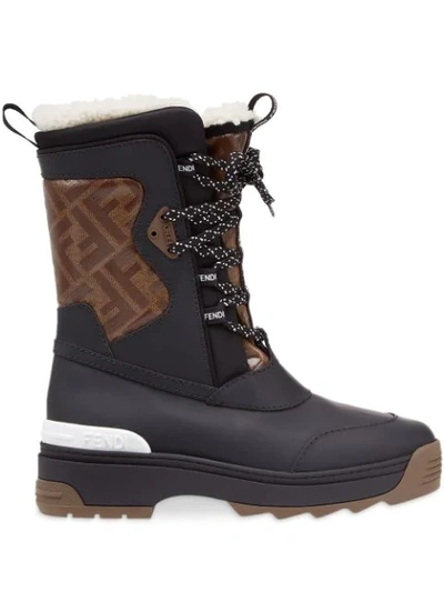 Shop Fendi T-rex Snow Boots In Black