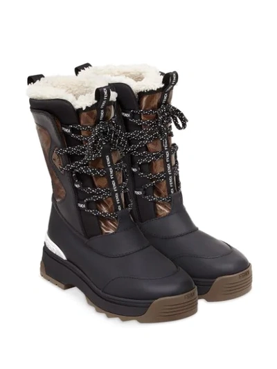 Shop Fendi T-rex Snow Boots In Black