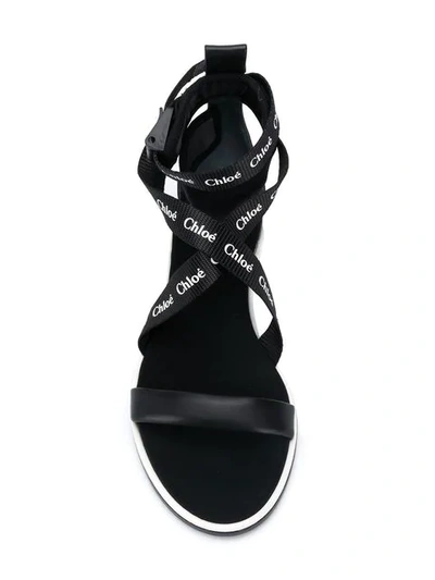 Shop Chloé Branded Strap Sandals In Black