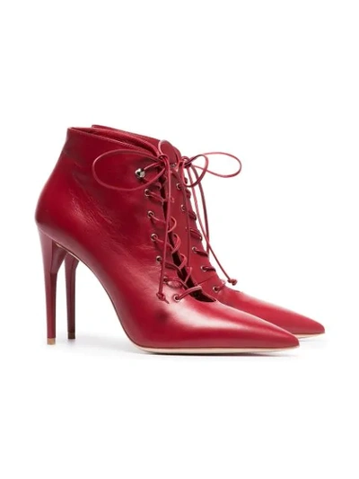 Shop Miu Miu Lace-up Ankle Boots In Red