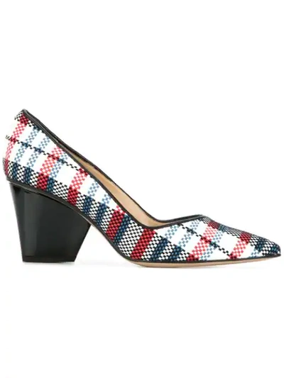 Shop Paul Andrew Sculpted Heel Plaid Pumps In Multicolour