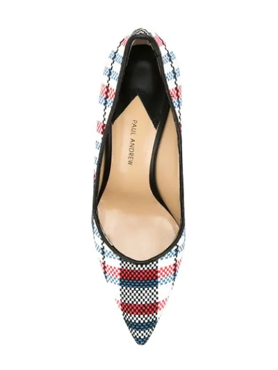 Shop Paul Andrew Sculpted Heel Plaid Pumps In Multicolour