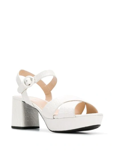 Shop Prada Block Heel Sandals In White