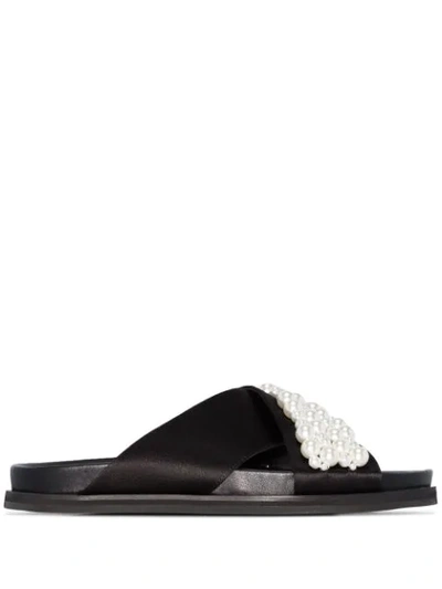 Shop Simone Rocha Pearl-embellished Slides In Black