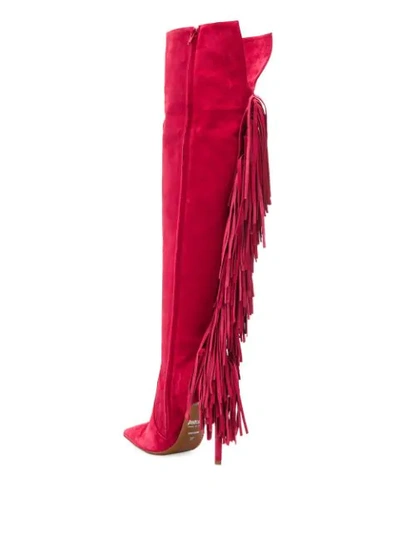 Shop Just Cavalli Fringe Boots In Red