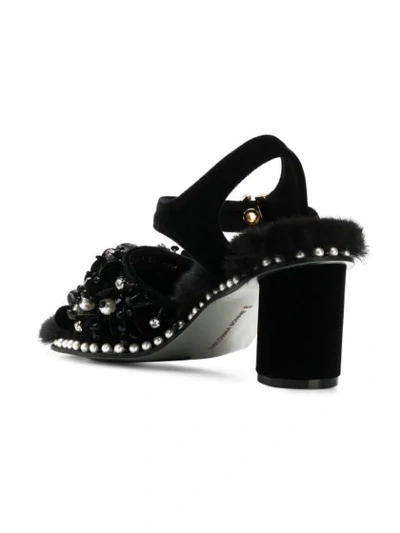 Shop Suecomma Bonnie Faux Fur Embellished Sandals In Black
