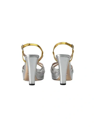 Shop Gucci Metallic Leather Sandal In Silver