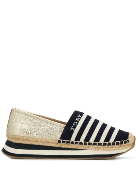 blue leather espadrilles