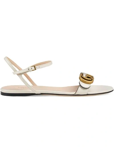 Shop Gucci Leather Sandal With Double G In White