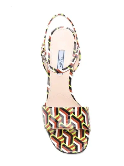 Shop Prada Printed Sandals In Brown ,green