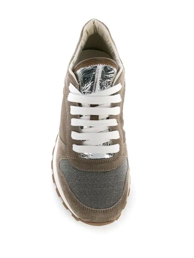 Shop Brunello Cucinelli Ball-chain Embellished Sneakers - Grey