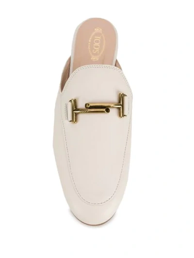 Shop Tod's Double T Slippers In White