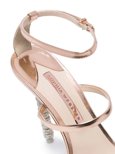 Shop Sophia Webster Rose Gold Rosalind Crystal Embellished Strappy Leather Sandals