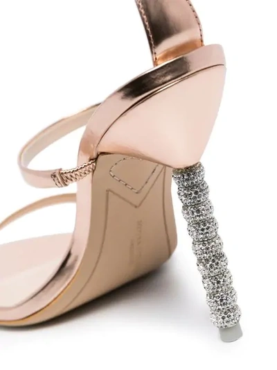 Shop Sophia Webster Rose Gold Rosalind Crystal Embellished Strappy Leather Sandals