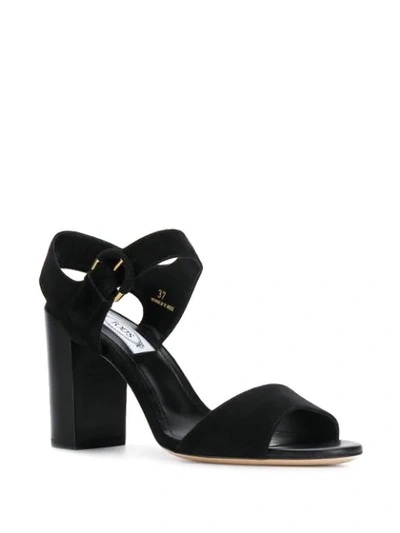 Shop Tod's Suede High Heel Sandals In Black