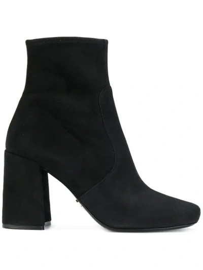 Shop Prada Chunky Heel Boots In Black
