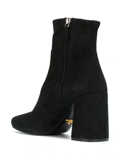 Shop Prada Chunky Heel Boots In Black