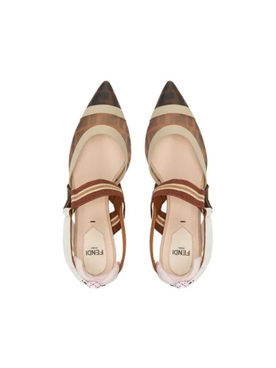 Fendi Multicolor Mesh Colibrì Slingback Heels In Brown