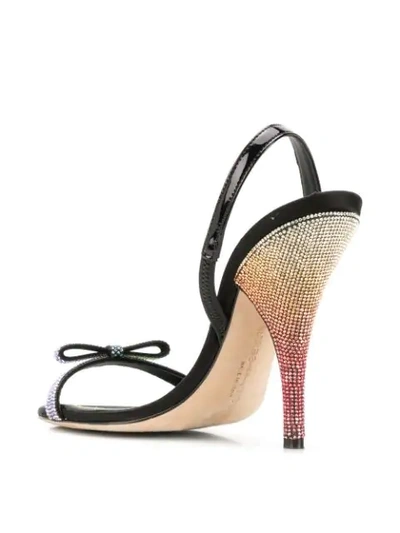Shop Marco De Vincenzo Sandals With Bow And Rainbow Heel In Black
